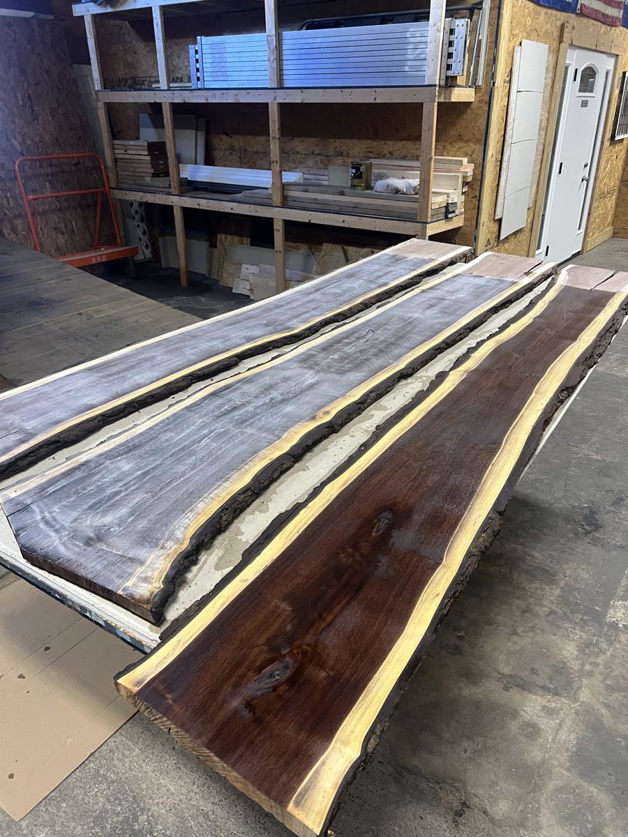 Slabs mid-finish on the shop floor